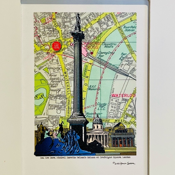 London Map Trafalgar Square Framed Print Art Decor - Picture 5 of 10